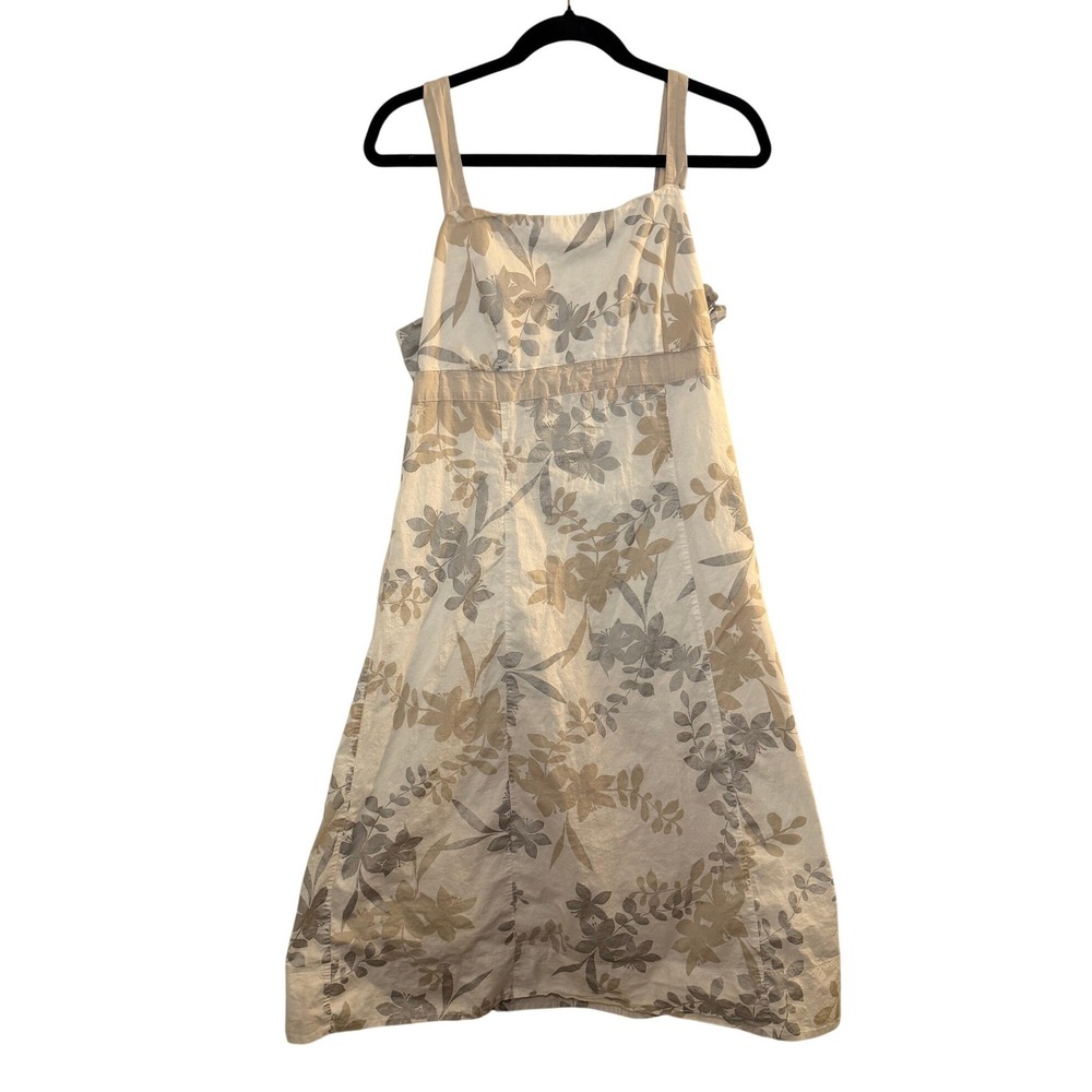 New York & Company Floral Midi Dress‎ Cream Beige 14 Boho Summer Casual